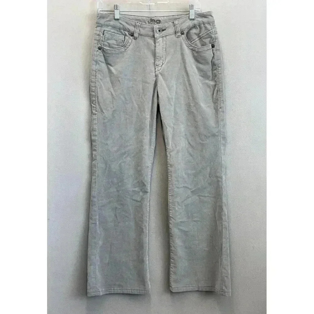 Jags Jeans Women's Sz 10 Gray Corduroy Mid Rise‎ Embroidered Stretch Chino Pants